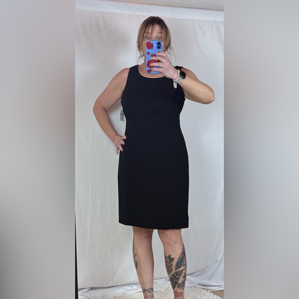 S.L. Fashions Classic Black Midi Dress